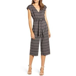 Bishop + Young NWOT Front Waist Tie Plaid Jumpsuit